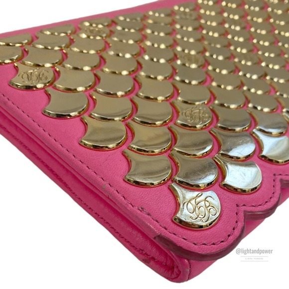 Ted Baker Fluorescent Pink Scallop Edge Clutch EUC - Picture 10 of 14